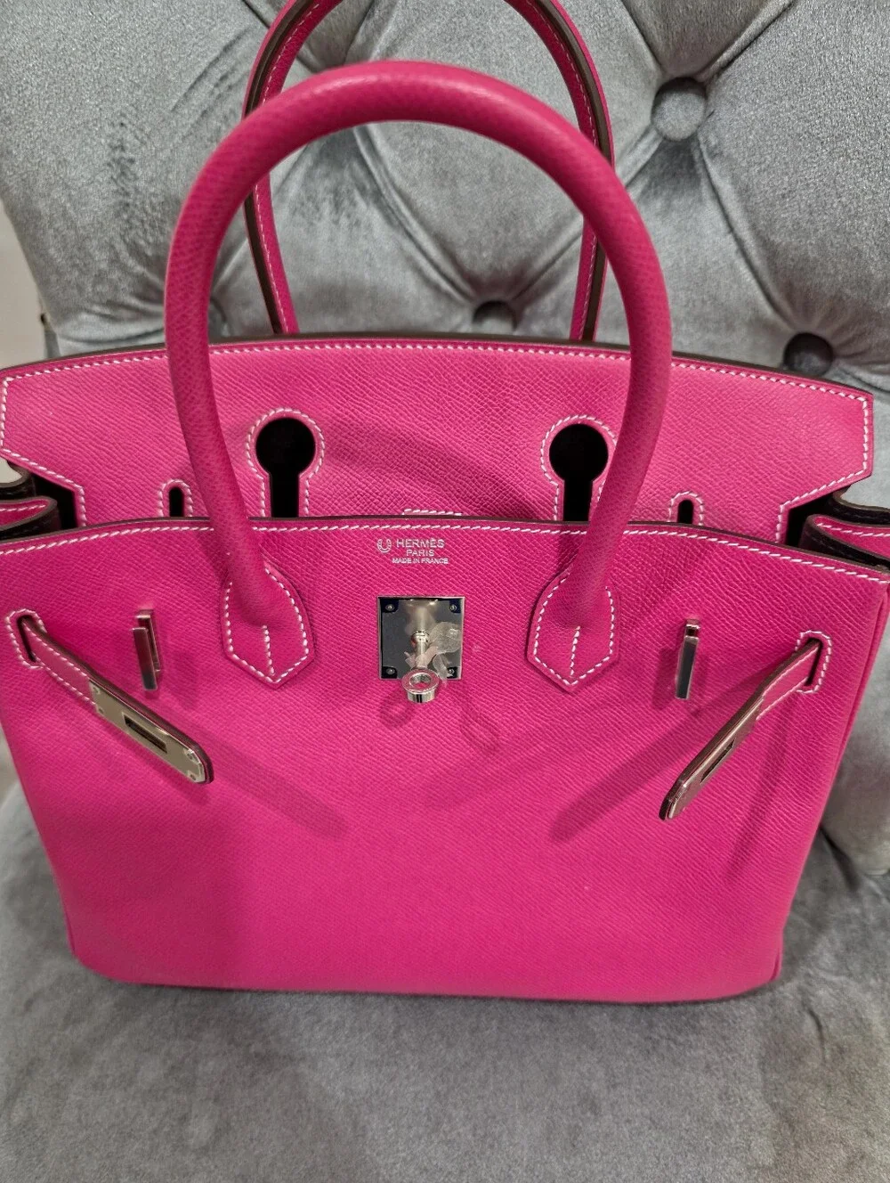 Authentic Hermes Birkin B30 hss Rose Tyrien /BORDEAUX EPSOM phw